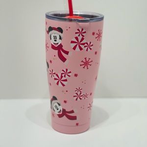 COPY - Pink Disney Mickey Mouse Christmas Metal Tumbler Cup with Straw